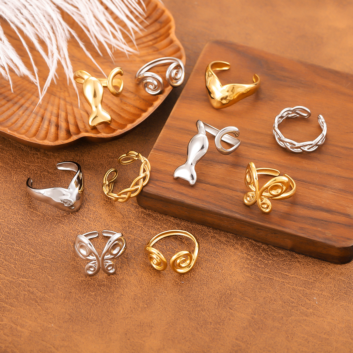 European and American Cross-Wound Ring Titanium Steel Ring Women's Niche Design Elegant Trendy Stainless Steel Ring