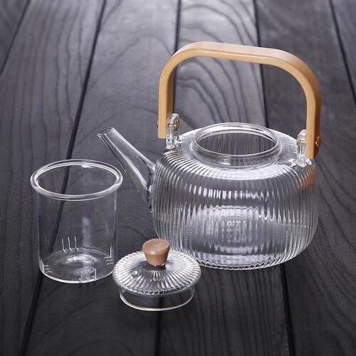 Manufacturer glass tea kettle electric ceramic stove heating kettle glass leak household flat bamboo striped beam kettle