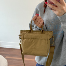 休闲小挎包女士手提包2025秋季多口袋布包时尚简约百搭单肩斜挎包