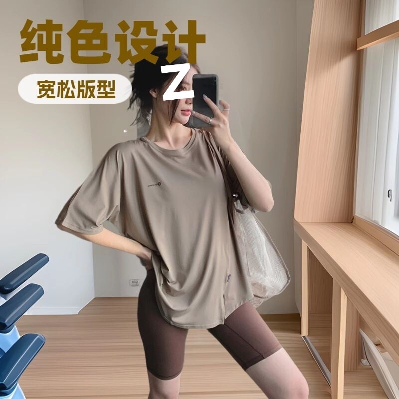 Loose Fit Plus-Size Fitness Short-Sleeve T-Shirt for Women, Comfortable and Stretchy Running Cover-Up for Plus-Size Women, Pilates Yoga Top Loose Fit Plus-Size Fitness Short-Sleeve T-Shirt for Women, Comfortable and Stretchy Running Cover-Up for Plus-Size Women, Pilates Yoga Top