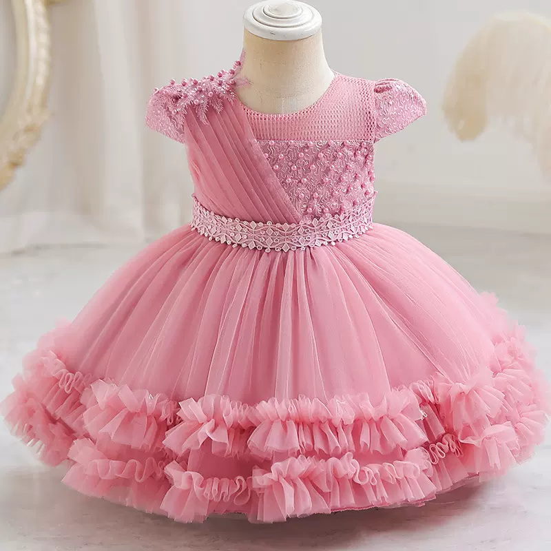 跨境现货新款女宝宝蓬蓬婚纱公主裙一周岁晚礼服连衣裙girl dress