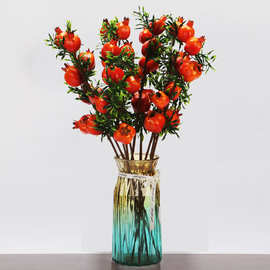 批发婚庆用品仿真柿子枝大石榴枝福桶装饰花仿真水果布置摆件道具
