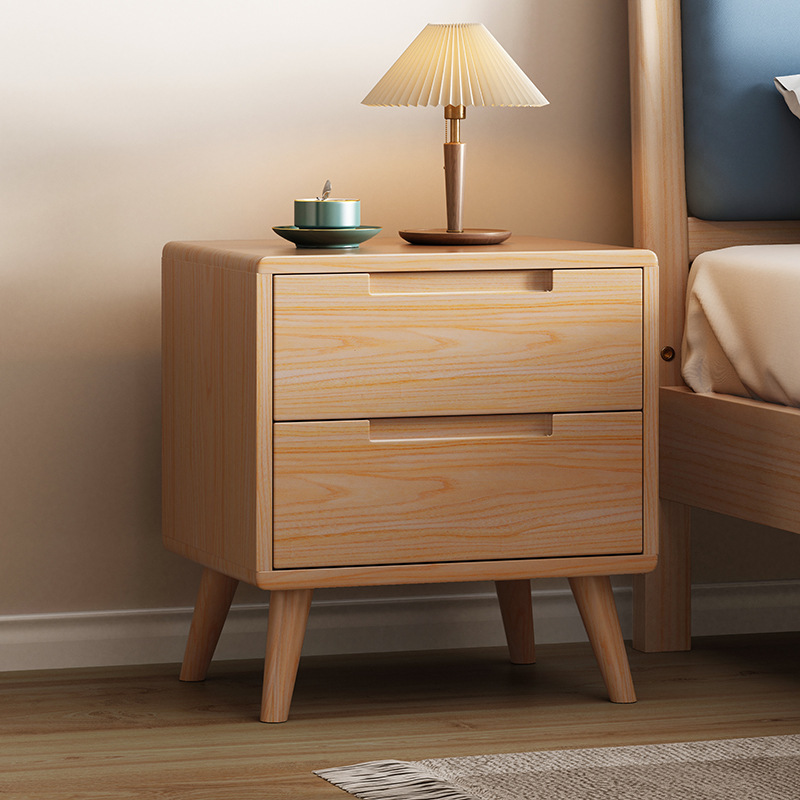 나무색 서랍 2개