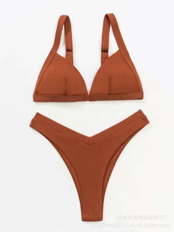 Mingyi nuevo popular multicolor color sólido pequeño hoyo bar moda europea y americana sexy multicolor Bikini traje de baño de las mujeres