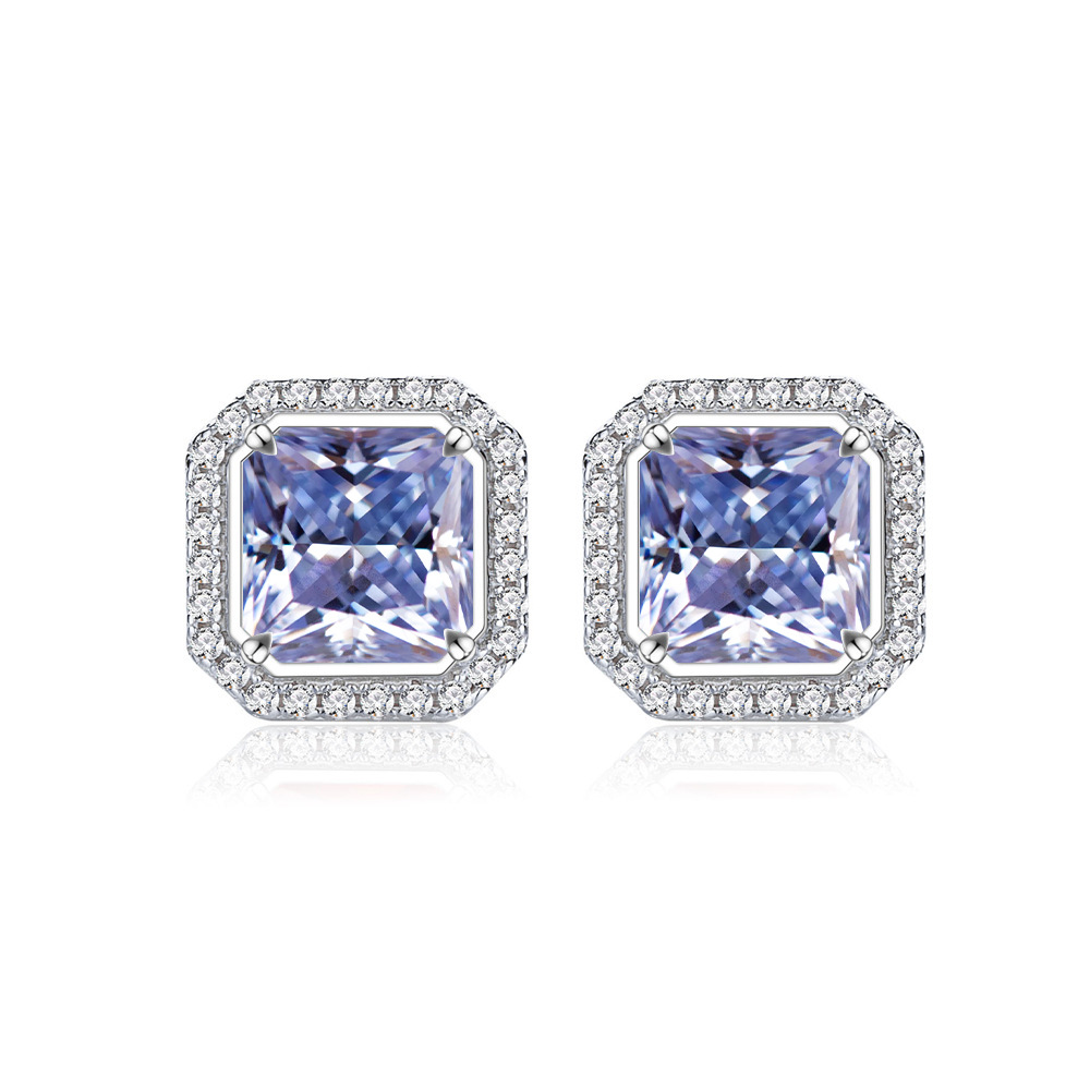 Princess 2CTX2pcs pernos de piedra de moissanita con certificado GRA se pueden probar lápiz de perforación azul verde rosa pernos de plata