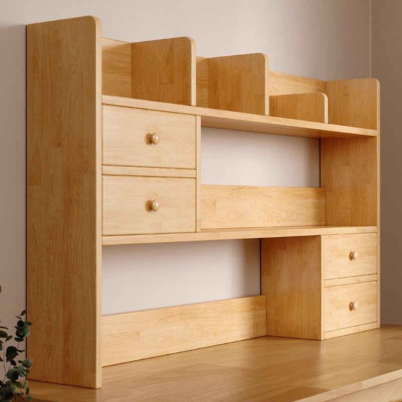 Estantería de madera maciza Estante de escritorio Estante de almacenamiento simple en el escritorio de los estudiantes Estante de oficina pequeña de varias capas vertical
