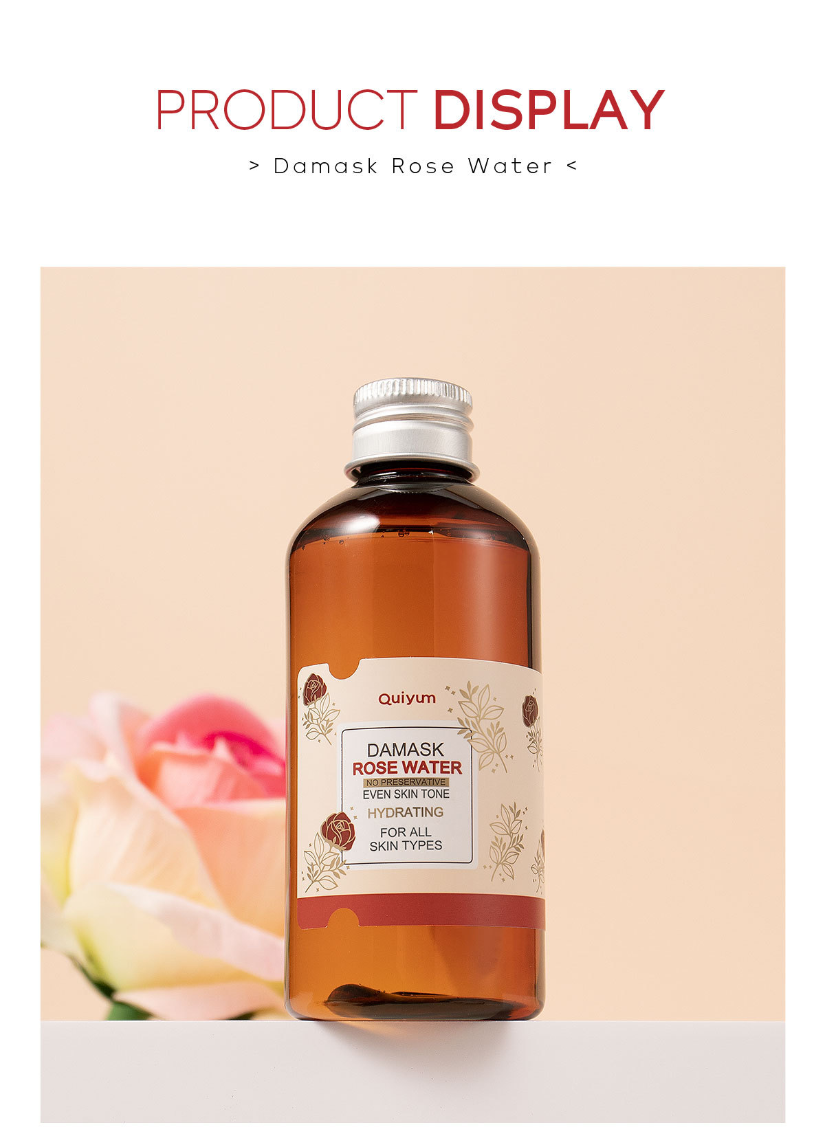 Wholesale of cross-border QUIYUM Damascus rose hydrosol wet compress hydrating, Moisturizing and brightening toner in stock from the manufacturer undefined