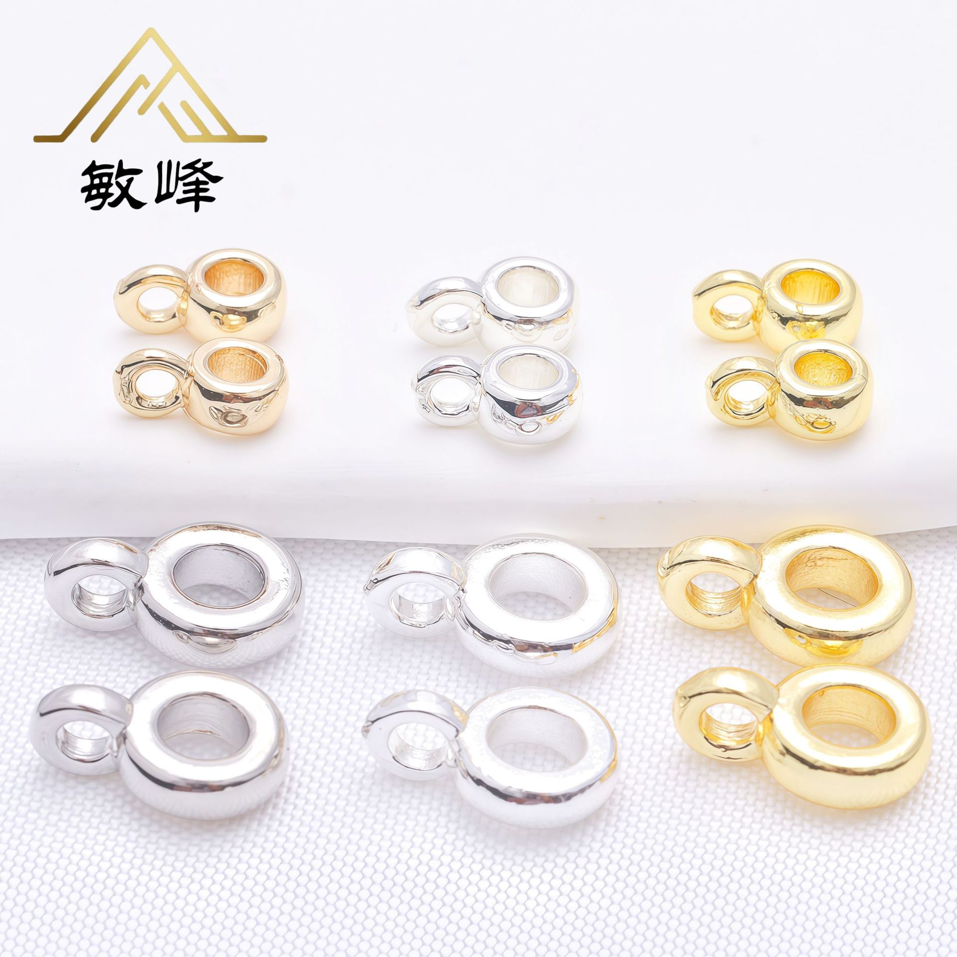 保色14K包金圆形吊坠连接首饰环diy饰品配件手链项链扣三通挂