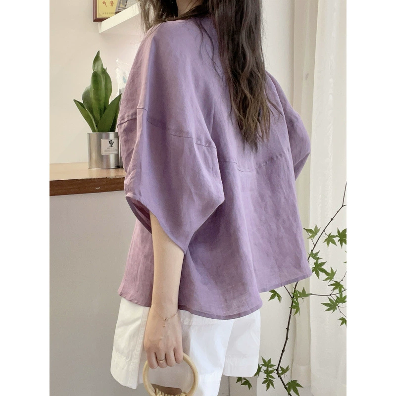 Shirt, fashionable summer T-shirt, loose fit, western style, puff sleeves