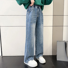 女童牛仔裤春秋2024新款儿童秋装加绒裤子女孩大童秋季直筒阔腿裤