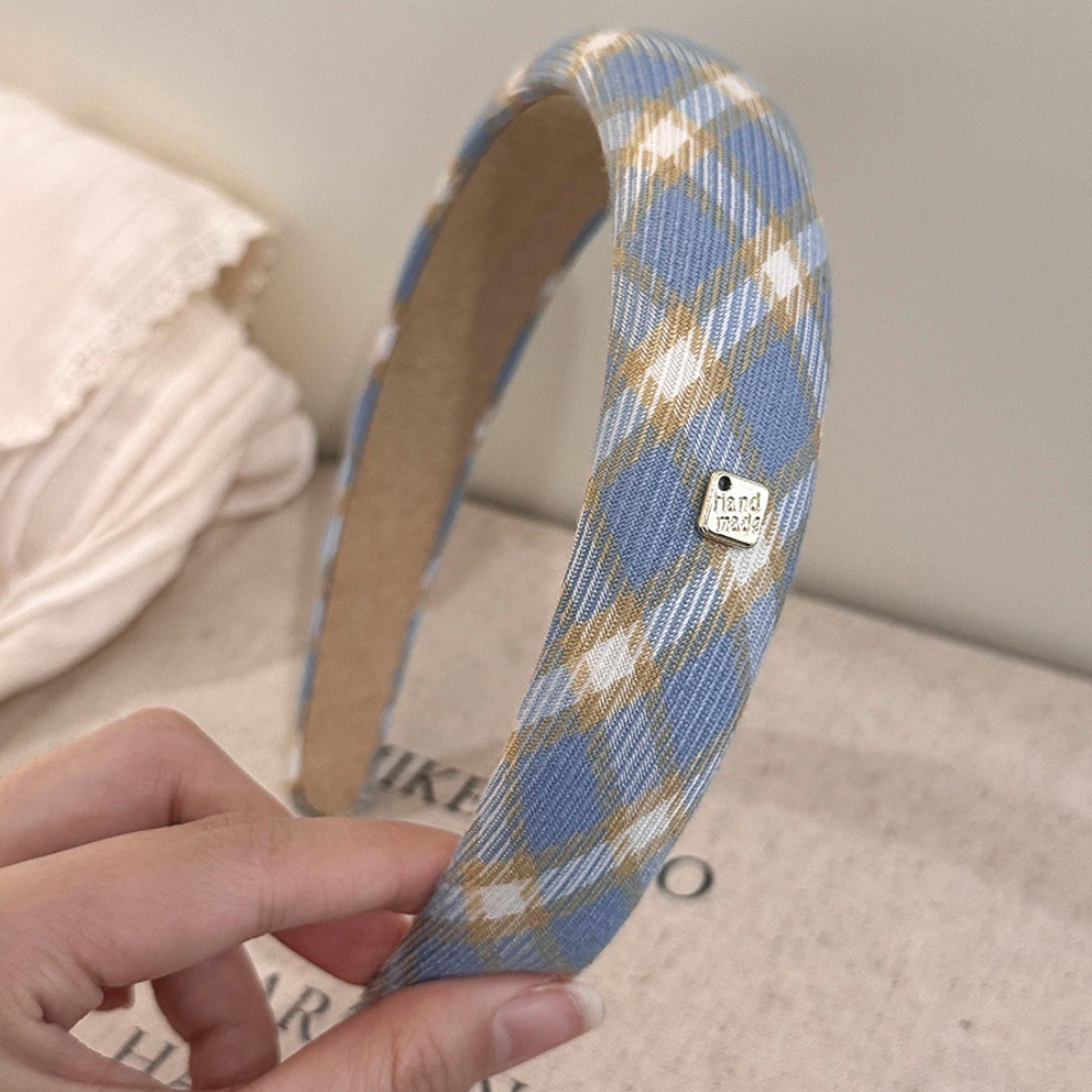 3 # Blue plaid headband