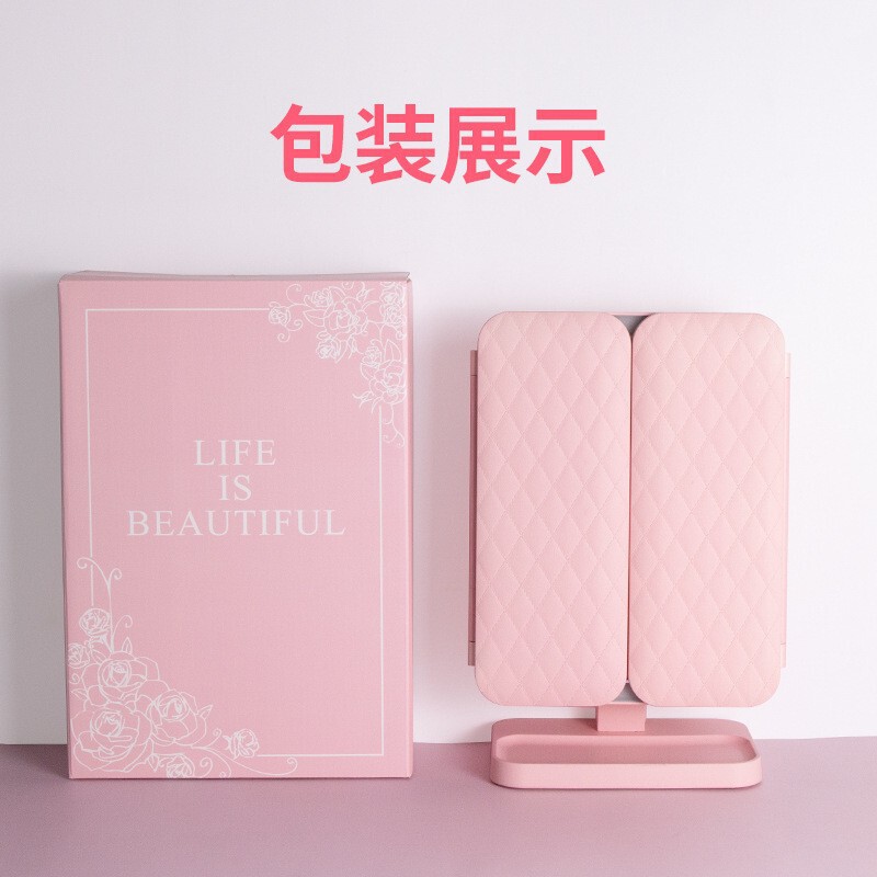 Led化粧鏡デスクトップライト付き携帯充電デスクトップ寮補光折り畳み美化粧貝殻鏡子供高級|undefined