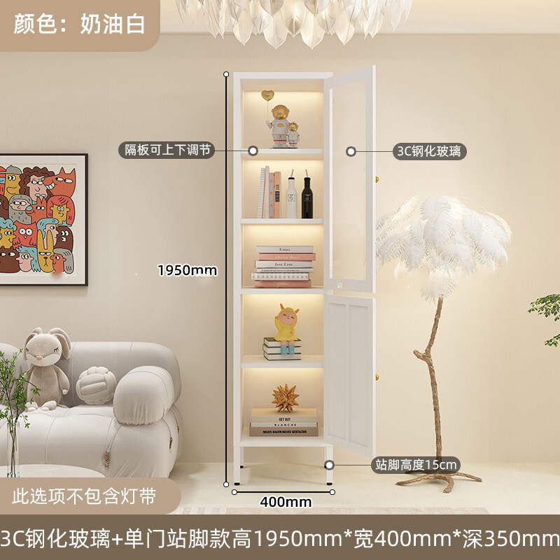钢制书柜玻璃门防尘书架简约现代铁艺置物柜客厅储物柜家用展示柜|undefined