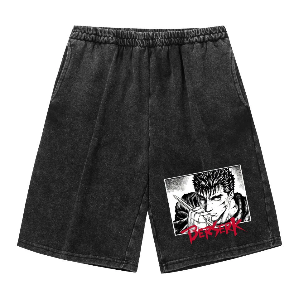 Винтажные хлопковые шорты washed (Jianfeng), чёрный винтаж, с эластичным поясом, XS–XXL