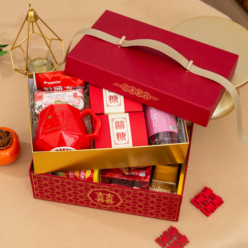 Creative Orange Double-Layer Business Gift Box Large Annual Moving Wedding Handover Gift Box Empty Wholesale