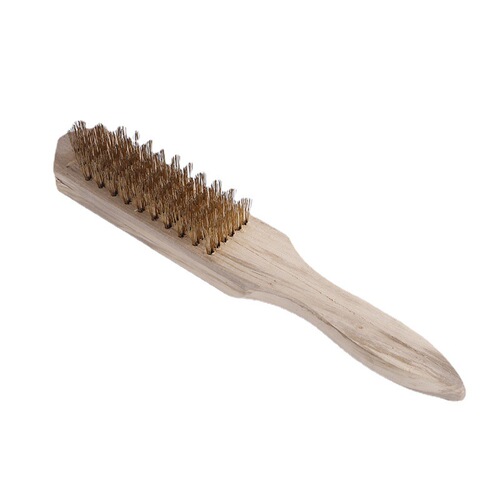Wholesale wire brush copper-plated wire brush cleaning rust removal polishing wooden handle wire brush