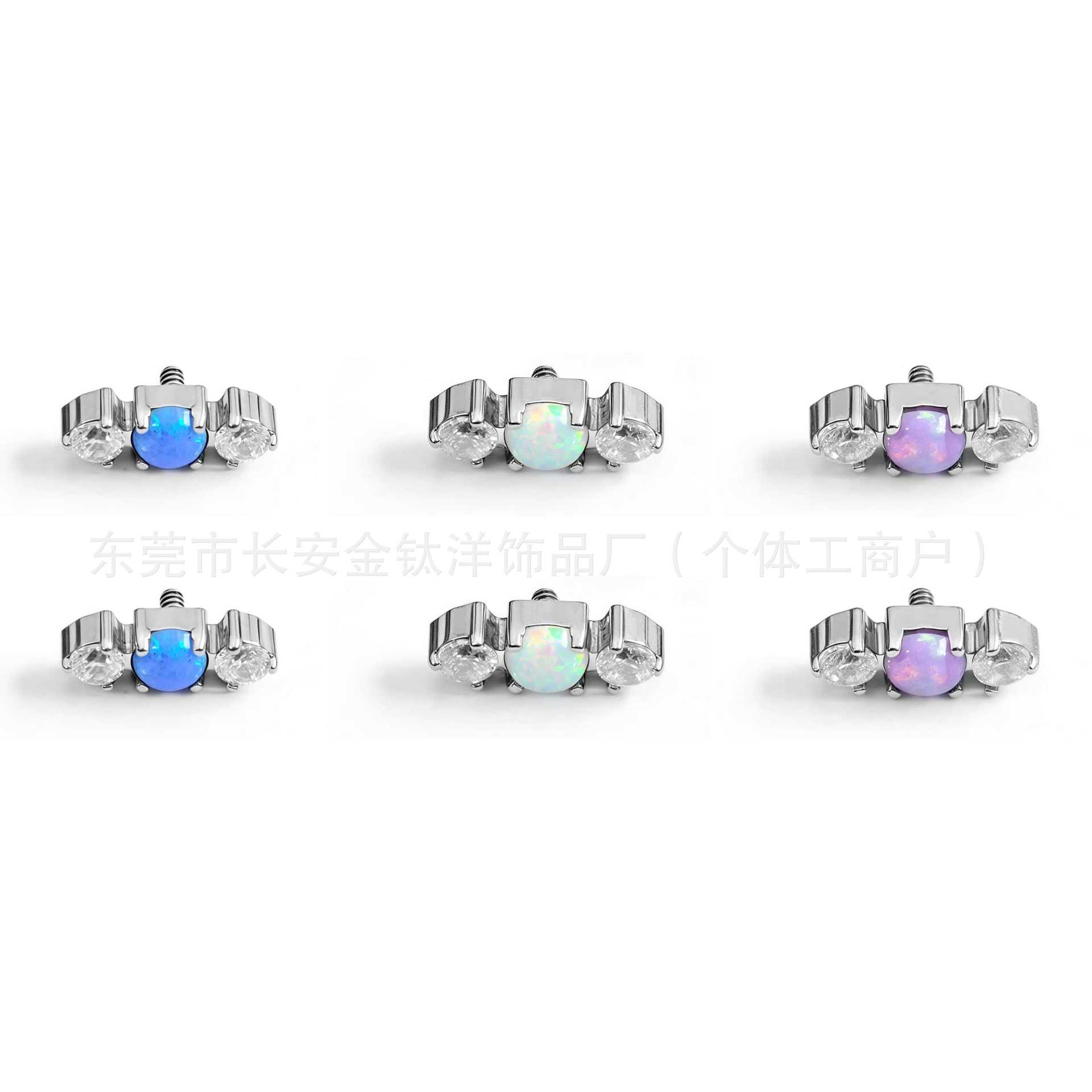 F136 Titanium Opal Zircon Candy Nose Lip Ear Jewelry - G23 Titanium Alloy Piercing Stud detail image 8