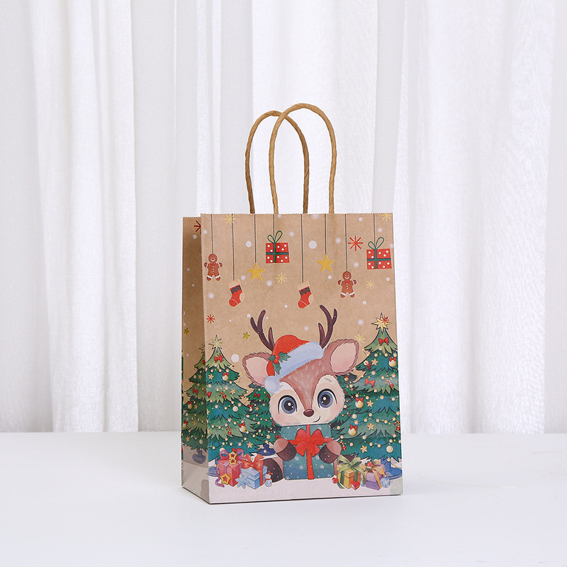 プリントショッピングバッグ卸売クラフト紙袋パーティーギフトギフトバッグテイクアウトバッグクリスマスジンジャーブレッドマントートバッグ|undefined