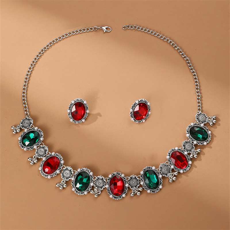 Designer Ethnic Jewelry Set With Red Gemstones For Women_voghion.com