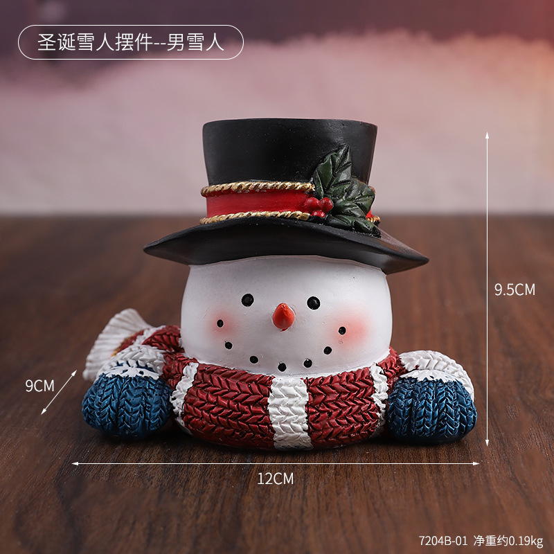 Christmas Snowman Resin Decoration Cartoon Snowman Doll Blind Box Christmas Window Decoration Micro Landscape Snowman Decoration