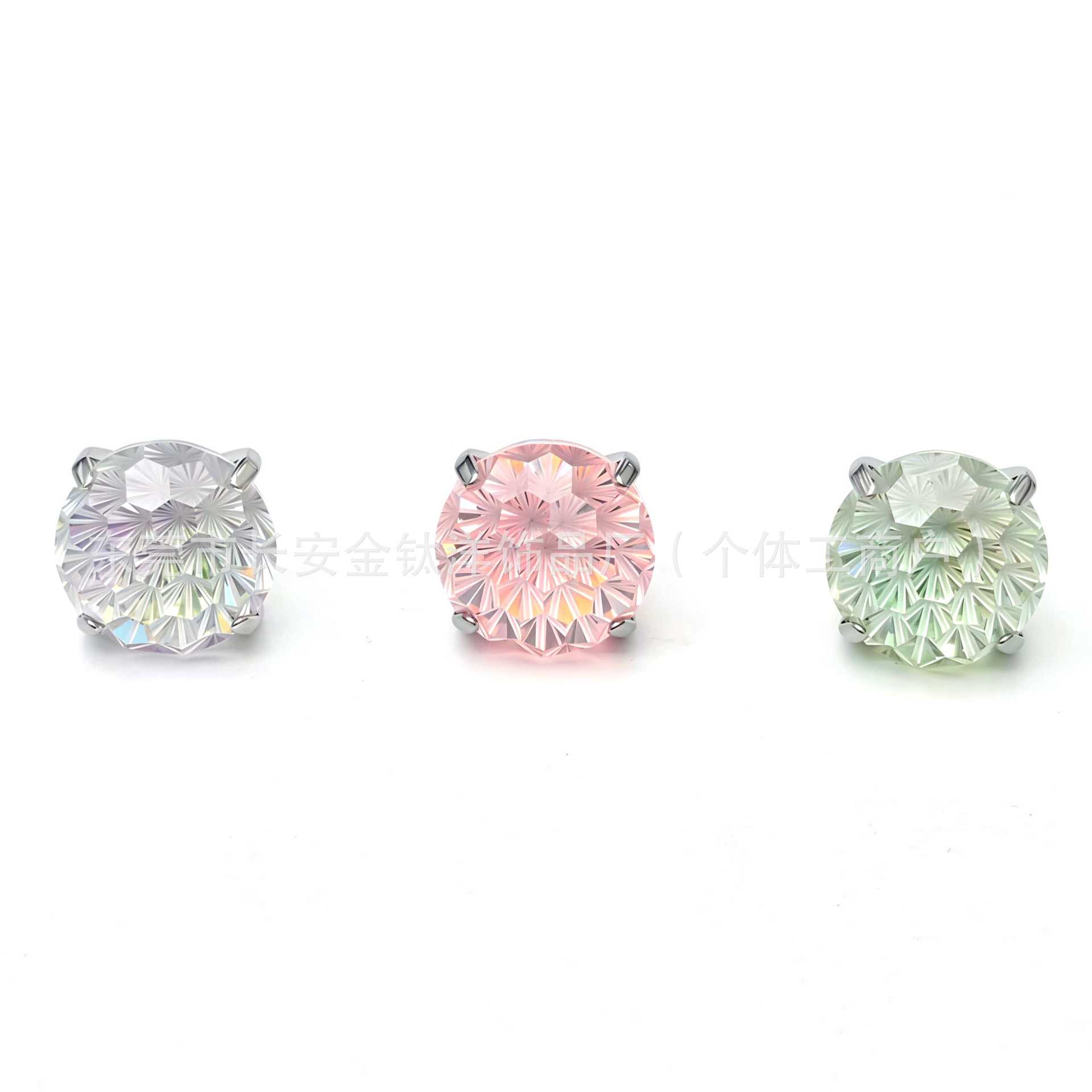 F136 Titanium Round Base Claw-Set Fireworks Cut Gradient Lip Studs, Ear Studs, Ear Cartilage Studs detail image 4
