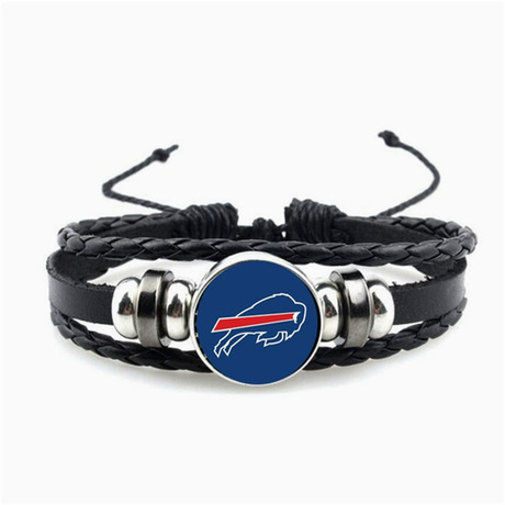 NFL Football Team Time Gem Bracelet Punk Multi-Layer Woven Leather Bracelet