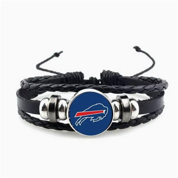 Cross-border NFL American Football Team Time Gemstone Bracelet Punk Style Multi-layer Woven Leather Wristband