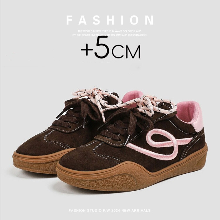New 2026 model genuine leather caramel-colored thick-soled spring sports sneakers, same style brown casual shoes, retro women's shoes, German training shoes New 2026 model genuine leather caramel-colored thick-soled spring sports sneakers, same style brown casual shoes, retro women's shoes, German training shoes