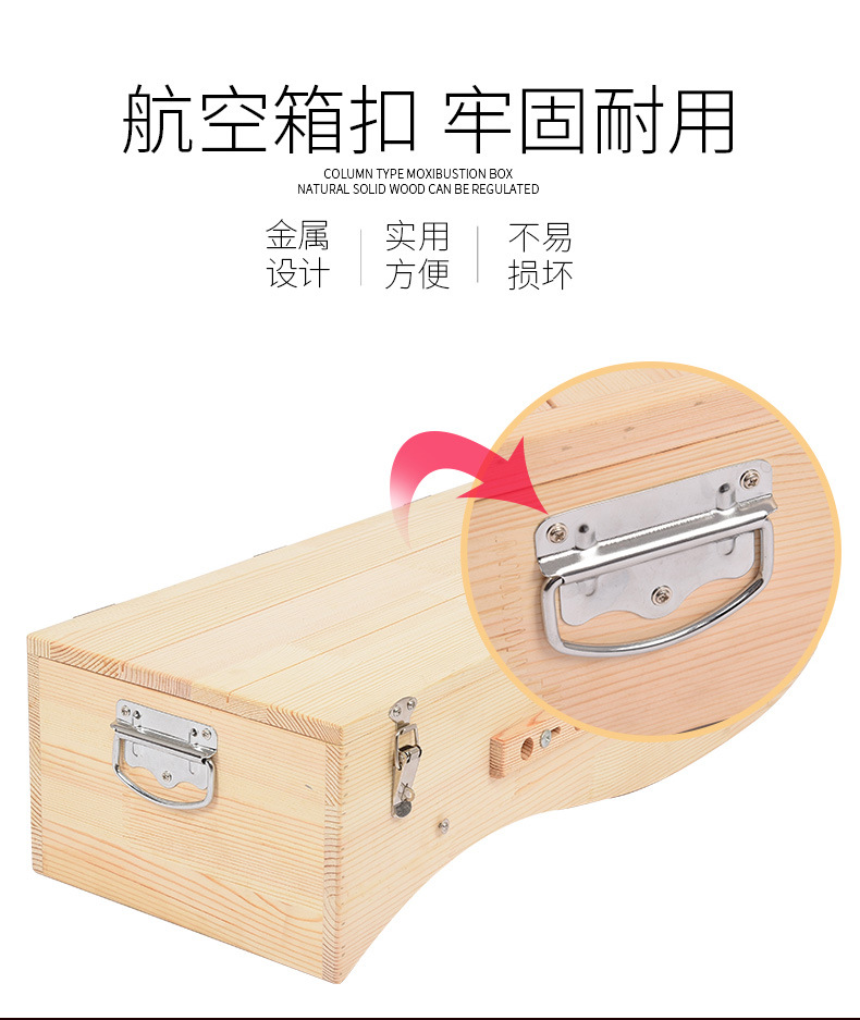 Wooden Moxibustion Box Large Du Mai Moxa Burner with Cloth Cover Smoke Extractor and 10 Moxa Cones in use