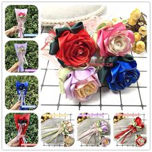 玫瑰花笔diy材料包 手工丝带花教师节礼物婚礼签到笔套装视频p259