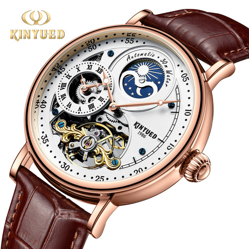 KINYUED Chinese style fully automatic mechanical watch hollow men's watch fashion mechanical watch multifunctional men's watch