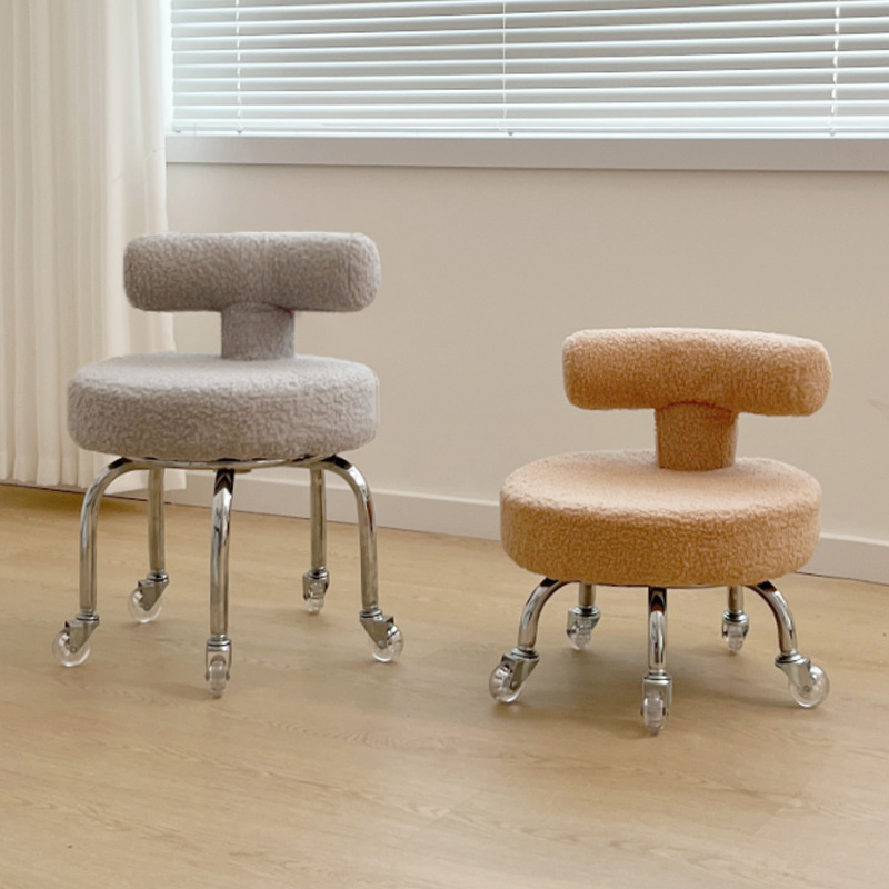 Taburete pequeño, respaldo para el hogar, taburete bajo, rueda universal para niños, silla para caminar, costura hermosa, pedicura, taburete de zapatos, simple y moderno