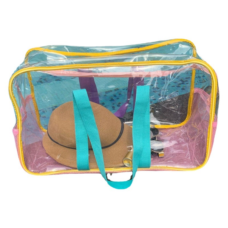Korean INS Travel Large Capacity Shoulder Bag Mesh Bag Colorful Holiday Beach Jelly Bag Waterproof Swimming Transparent