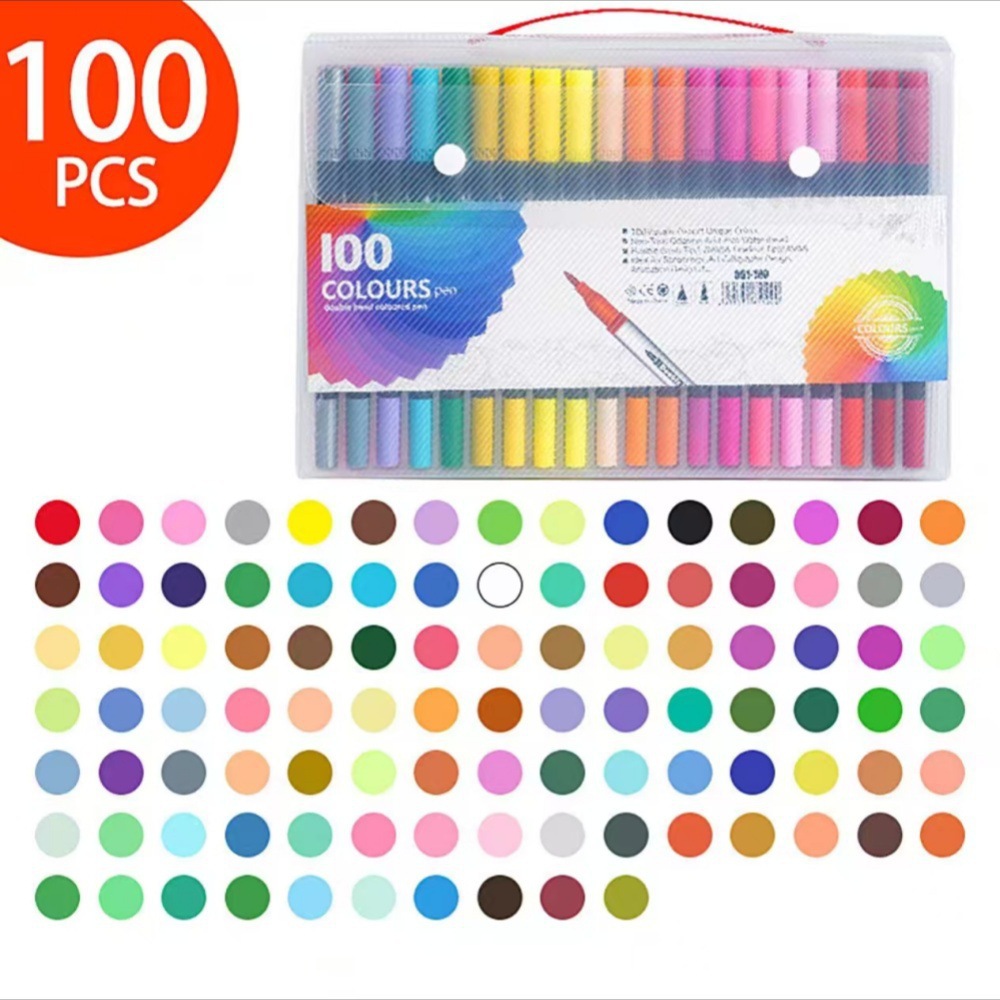 Bolígrafo de acuarela de doble cabeza en caja de pvc transfronterizo a base de agua para niños, bolígrafo de gancho de cabeza suave, pincel de pintura de anime de 120 colores