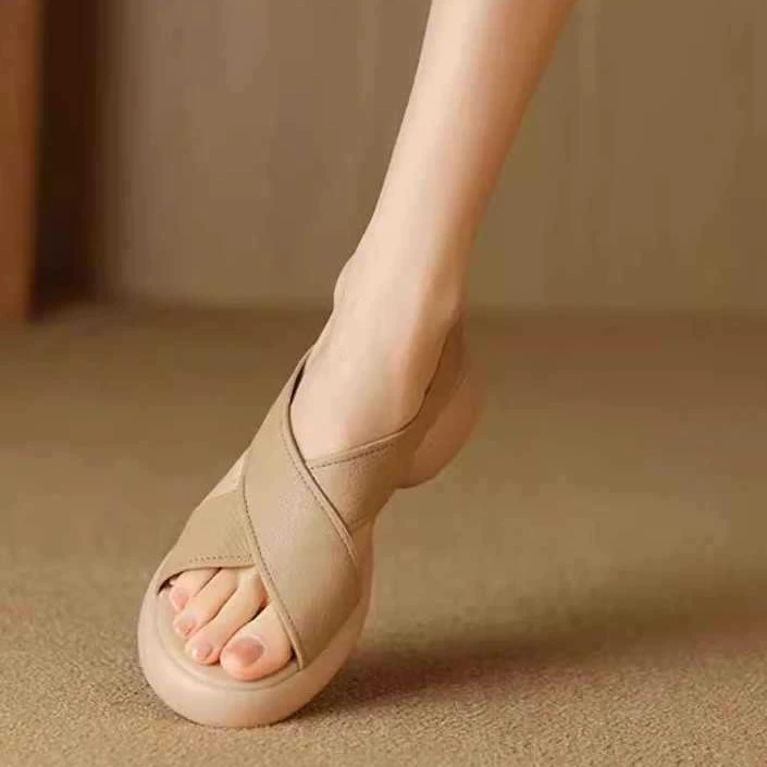 Французские мягкие овечьи кроссовки с открытыми пальцами сандалии женские 2025 лето новый повседневный комфорт дикий дно Рим zj