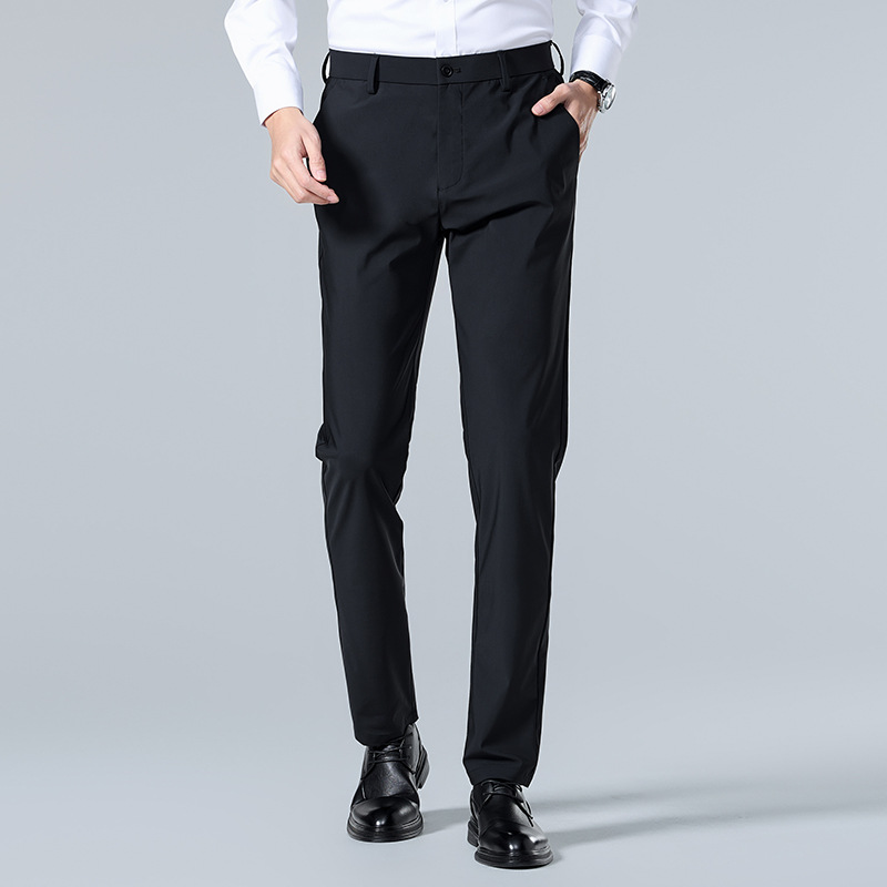 Hombres de verano de viaje pantalones casuales de hielo delgados pantalones elásticos de nueve puntos de alto nivel de negocios pantalones profesionales