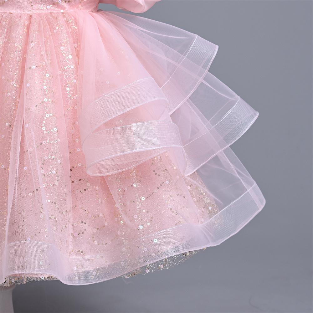Vestido infantil Vestido princesa Vestido pompadour de lentejuelas Disfraz infantil mediano Vestido de gasa para niña Vestido infantil_voghion.com