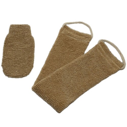 Cross-border natural Meng Mahuang Ma bath gloves scrubbing set, powerful scrub bath wash scrub mud bathroom gloves
