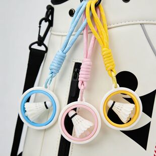 Dual-axis rotatable badminton racket holder, racket bag accessory, badminton companion, finished badminton product, portable hanging ornament, sports accessory