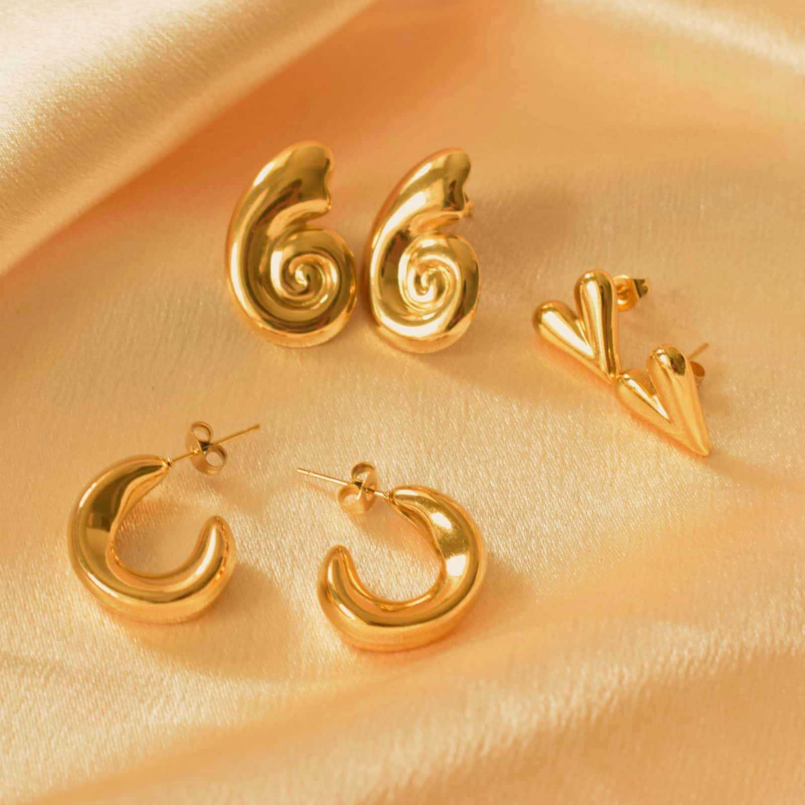 304 Stainless Steel Ear Needle Material 1 Pair Casual Elegant Lady Conch Heart Shape Plating 304 Stainless Steel Earrings