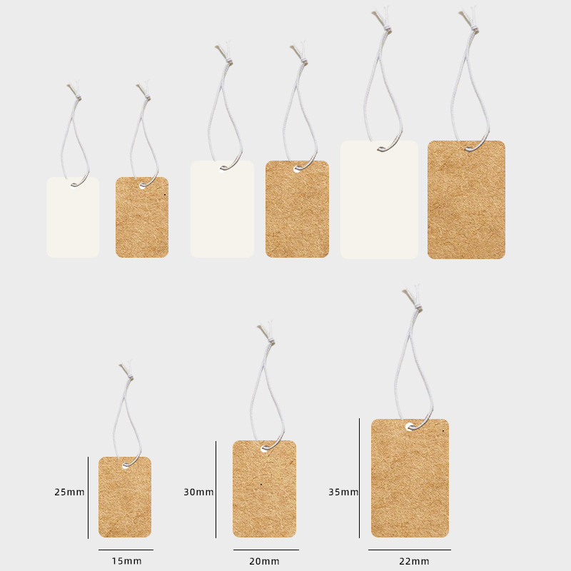 珠宝耳环手链牛皮纸标签空白吊卡细棉绳吊牌现货串珠戒指标价签