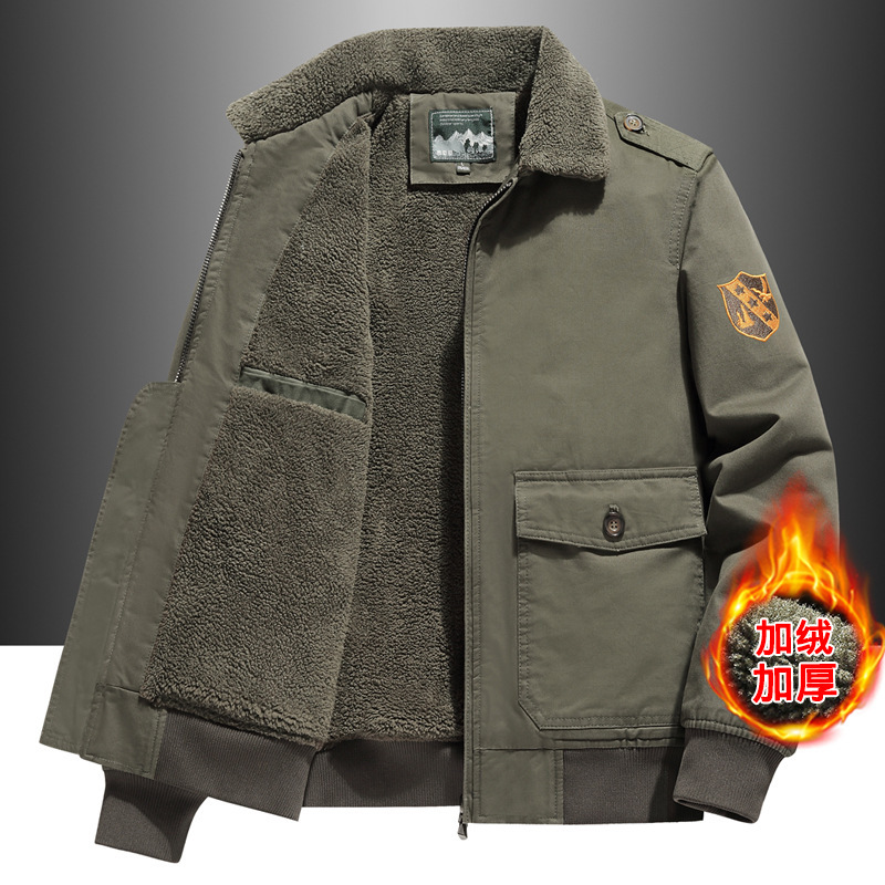 Autumn and Winter Thickened Fur Collar Jacket Men's fleece-lined Overalls Cotton-padded Jacket Lapel Pure Cotton Men's Jacket Casual Cotton-padded Jacket Lamb Cashmere Autumn and Winter Thickened Fur Collar Jacket Men's fleece-lined Overalls Cotton-padded Jacket Lapel Pure Cotton Men's Jacket Casual Cotton-padded Jacket Lamb Cashmere