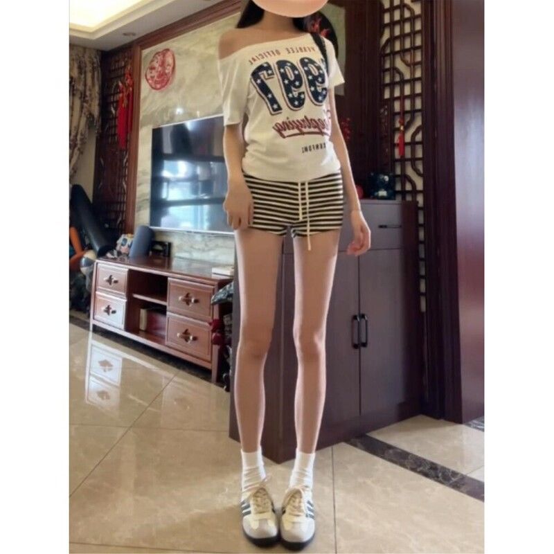Striped Shorts for Women, Summer A-Line Low-Waist American Style Hot Girl Home Sleepwear Shorts, Suitable for Outdoor Sports and Casual Wear, Petite Hot Pants Striped Shorts for Women, Summer A-Line Low-Waist American Style Hot Girl Home Sleepwear Shorts, Suitable for Outdoor Sports and Casual Wear, Petite Hot Pants