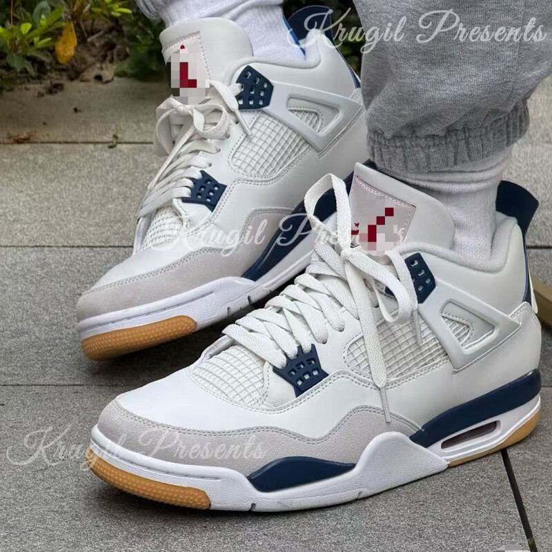 Putian Shoe Company-Level Aj4 Midnight Blue Electric Mother Yellow White Black Joe 4 Cross-Border Export Men's and Women's Sports Blue Shoes