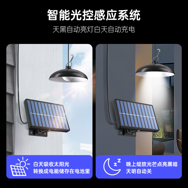 Transfronterizos nuevos chandeliers solares LED superbrillante retro lámpara de bombilla al aire libre impermeable y ahorro de energía lámpara de doble cabeza al aire libre