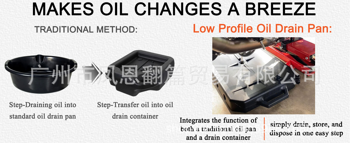 10-Quart Low-Profile Motorcycle Oil Pan Compatible with Harley, Honda, Yamaha, Kawasaki, Indian and Many Other Models