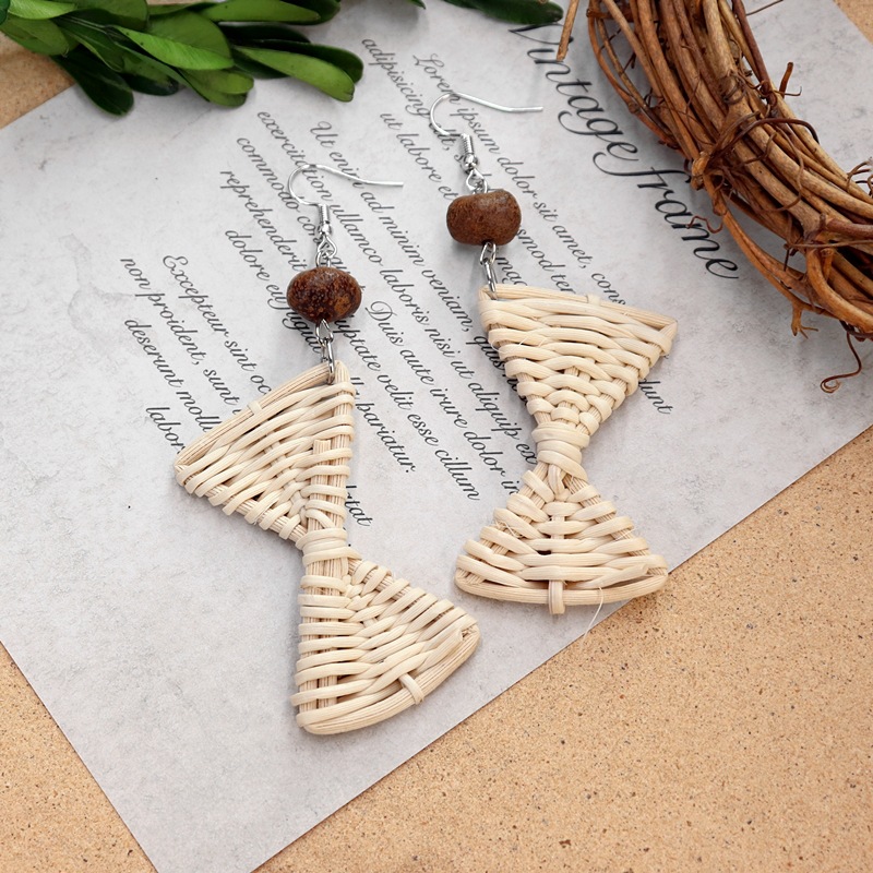 1 Pair Fashion Geometric Alloy Natural Rattan Wood Handmade Women's Drop Earrings display picture 19