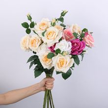 手札玫瑰花束新娘手捧花仿真和假花节日玫瑰婚庆家居摆件装饰批发