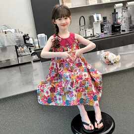 女童碎花连衣裙夏季2025新款时髦儿童夏装裙子女孩洋气大童公主裙