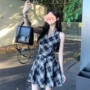 女春格子显瘦新款连衣裙